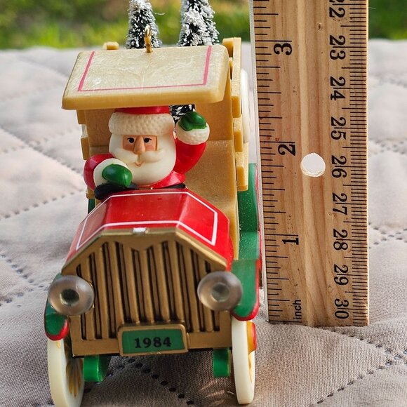Hallmark 1984 Santa Claus Free Delivery Christmas Ornament Truck With Trees Vint - Picture 13 of 13
